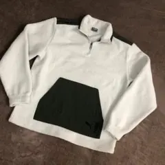 美品 PUMA / プーマ ハーフジップ フリースジャケット メンズS ホワイト