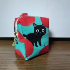 猫さん柄　BOXミニポーチ