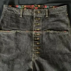 00s Archive泥棒日記 ダークデニム サルエルパンツ 9連ボタンフライ