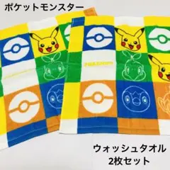 ポケットモンスター　ウォッシュタオル　2枚セット　34x35㎝　綿100%