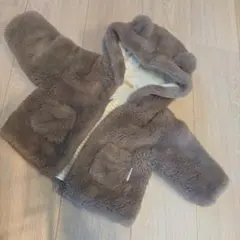 petit main アウター ファージャケット　80cm ブラウン　くま耳