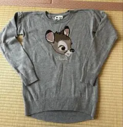 バンビ刺繍グレーセーター