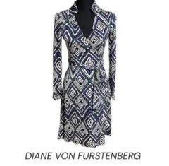 DVF ダイアンフォンファステンバーグ シルク ラップワンピース 幾何学柄 2