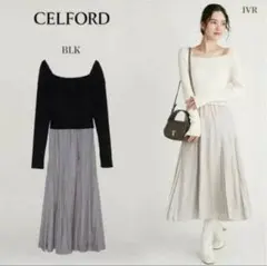 スクエアニットドッキングワンピース　セルフォード　celford 36アイボリー