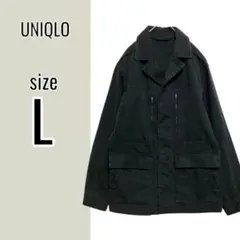 *ユニクロ ミリタリー ジャケット（L）開襟 フライフロント 綿100 無地のサムネイル
