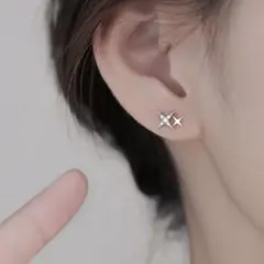スパークリングピアス 小さめ スター 星形 シルバー 銀色 大人女子 No19