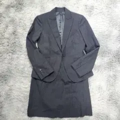 ニューヨーカー✨スカートスーツ セットアップ ストライプ グレー 7 カシミヤ混