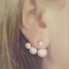 大人可愛い＊バック三粒パールピアス