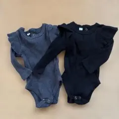 リブフリル袖ロンパース 60cm 2色セット