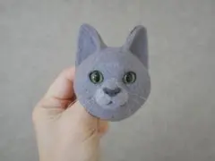 羊毛フェルト　ハンドメイド　ブローチ　猫