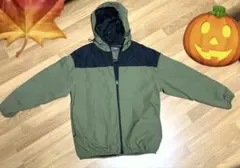 ★マウンテンパーカー★【カーキ×ブラック】フード付きウインドブレーカー