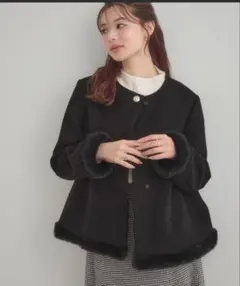 新品　Couture Brooch ノーカラーコート ブラック