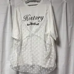 History ロゴ レース 重ね着風 半袖 Tシャツ ホワイトのサムネイル