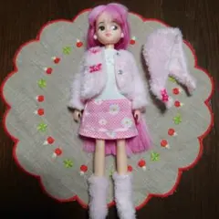 ピンクファー風コートとワンピース4点セット