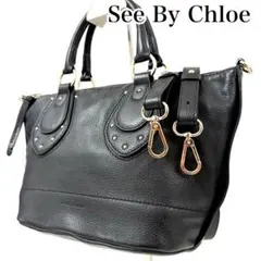 シーバイクロエ　2way ショルダーバッグ　トートバッグ　レザー　ブラック