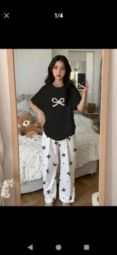 リボンプリントルームウェアセット