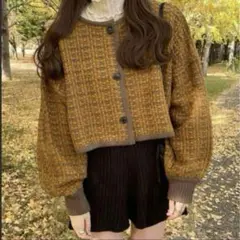 【美品】GRL グレイル クロップド丈 ニット ショート丈 カーディガン