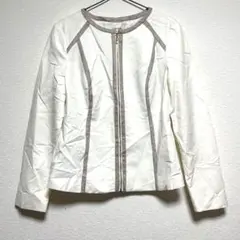 【希少/人気】カルバンクライン ノーカラージャケット 白 ジップアップ M相当