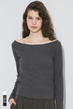 新品タグつき★テレコリブオフショルダートップス