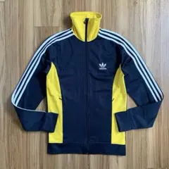 Ｍアディダスadidasネイビーイエロー紺黄ヨーロッパトラックジャケットジャージ