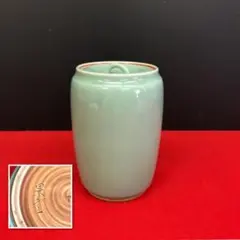 Ｒ６７　水指　『在銘』『青磁』『耳付水指』　木箱　茶道具 R67 水指 『在銘』『青磁』『耳付水指』 木箱 茶道具 青磁