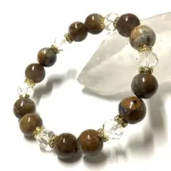 【開運の予兆を運ぶ、身に付けるお守り】天然石 ピーターサイト＆水晶 ブレスレット