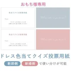 おもち様専用 結婚式 ドレス色当てクイズ 投票用紙