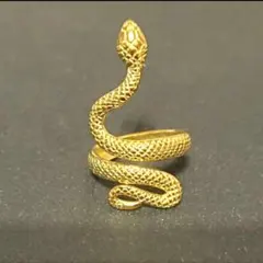 金運★金蛇のゴールドリング★フリーサイズ★ステンレスリング★新品のサムネイル