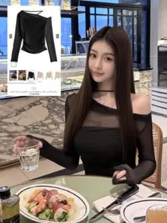 GRL グレイル★シアーワンショルダートップス×チューブトップアンサンブル★