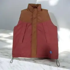 CUBE SUGAR バイカラー ダウンベスト 赤茶×ブラウン