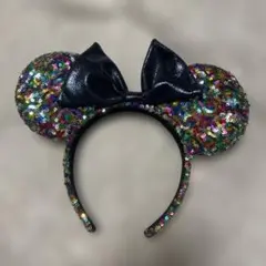 ミッキー耳カチューシャ カラフルスパンコール