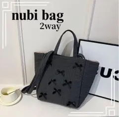 ヌビバッグ トート マザーズバッグ リボン ショルダー 軽量 軽量 韓国 大容量