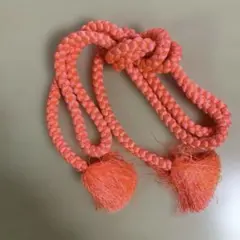 着物用小物　正絹帯締め 丸組房付き　オレンジ