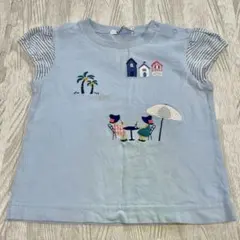 familiar 水色 刺繍 Tシャツ