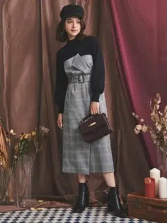 Noela ハイウエストドッキングワンピース ブラック