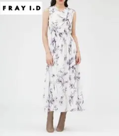 【美品】FRAY I.D ウエストシャーリングフラワープリントワンピース