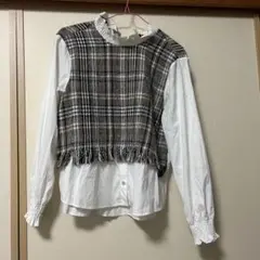 ZARA チェック柄レイヤードシャツ M