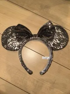 ミッキー耳ヘアバンド ブラック スパンコール