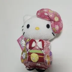 新品 未使用 ハローキティ ビッグ リボン ちりめん 着物 マスコット 日本限定