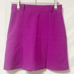 ゴージ タック ミニスカート M パープル ウエストゴム 華やか きれいめ 上品のサムネイル