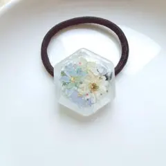レジンヘアゴム ブルーホワイト 春 かすみ草 - メルカリ