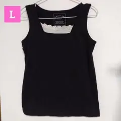レース付きタンクトップ　L　ブラック