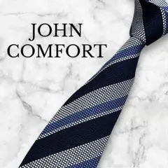 【タグ付き】JOHN COMFORT ジョンコンフォート　ネクタイ　トラッド　紺 タグ付き】JOHN COMFORT ジョンコンフォート ネクタイ トラッド