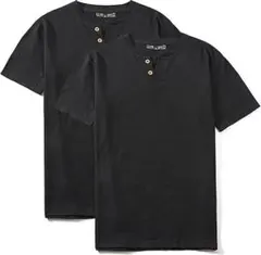 Tシャツ メンズ 春夏服 半袖 2枚組 綿100% 秋服 無地 ヘンリーネック