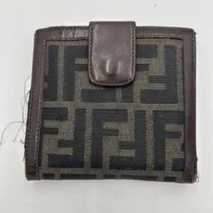 FENDI フェンディ ズッカ 財布 折り財布　レザー　キャンバス　訳あり