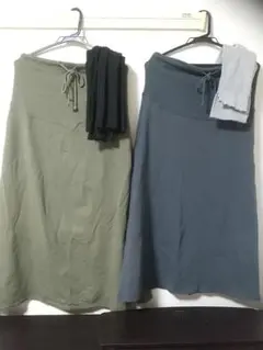 マタニティ　秋冬ロングスカート２点レギンス2点セット カーキ ネイビー 西松屋