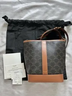 セリーヌ　トリオンフ キャンバス スモール バケット タン