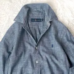 【美品】ラルフローレン デニムシャツ シャンブレーシャツ ポニー刺繍 BD L