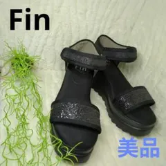 Fin フィン 厚底サンダル ブラック ラメ　美品　LLのサムネイル