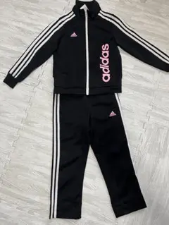 adidas アディダス キッズ ジャージ 黒 上下セット 130